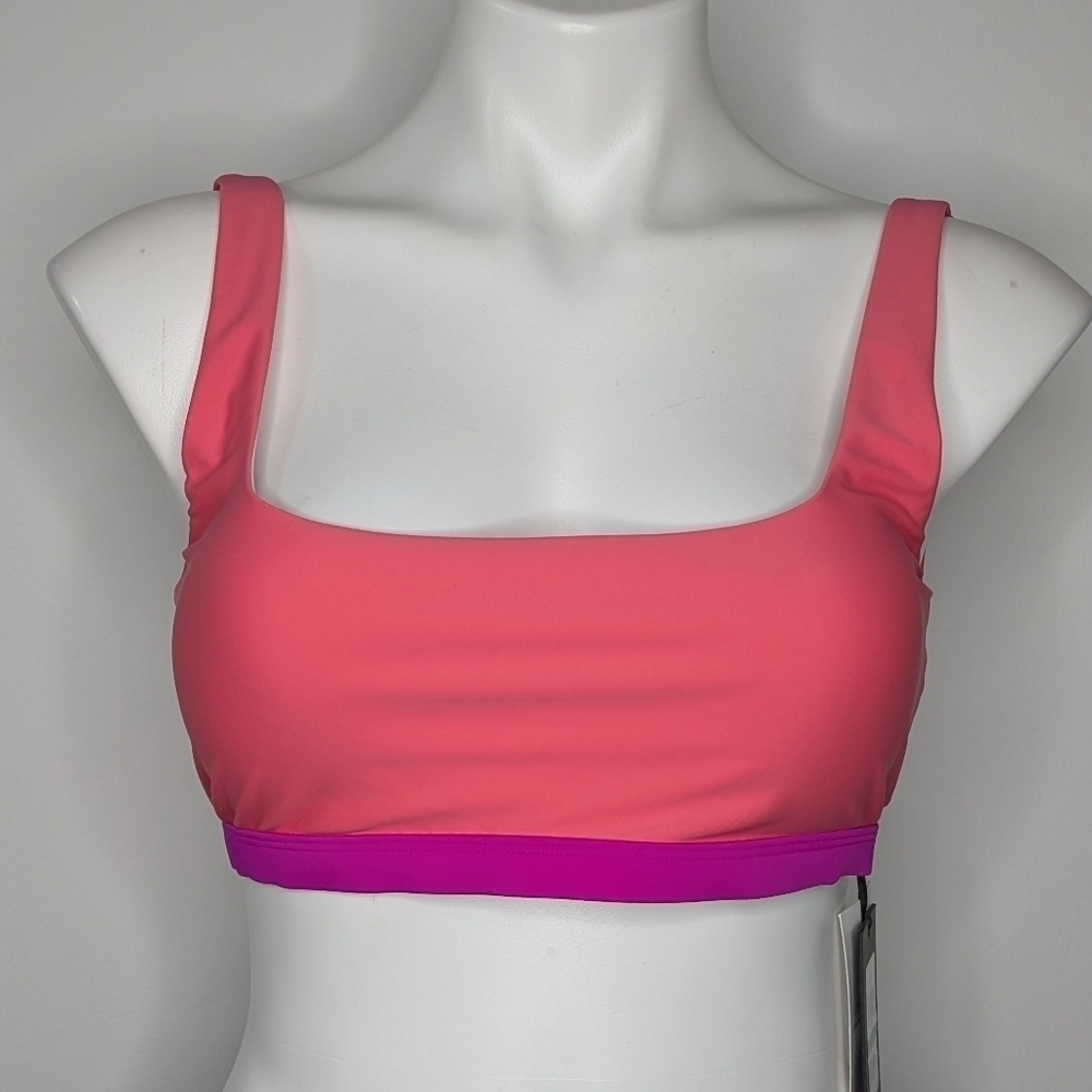 NWT DKNY peach purple scoop neck bikini top L